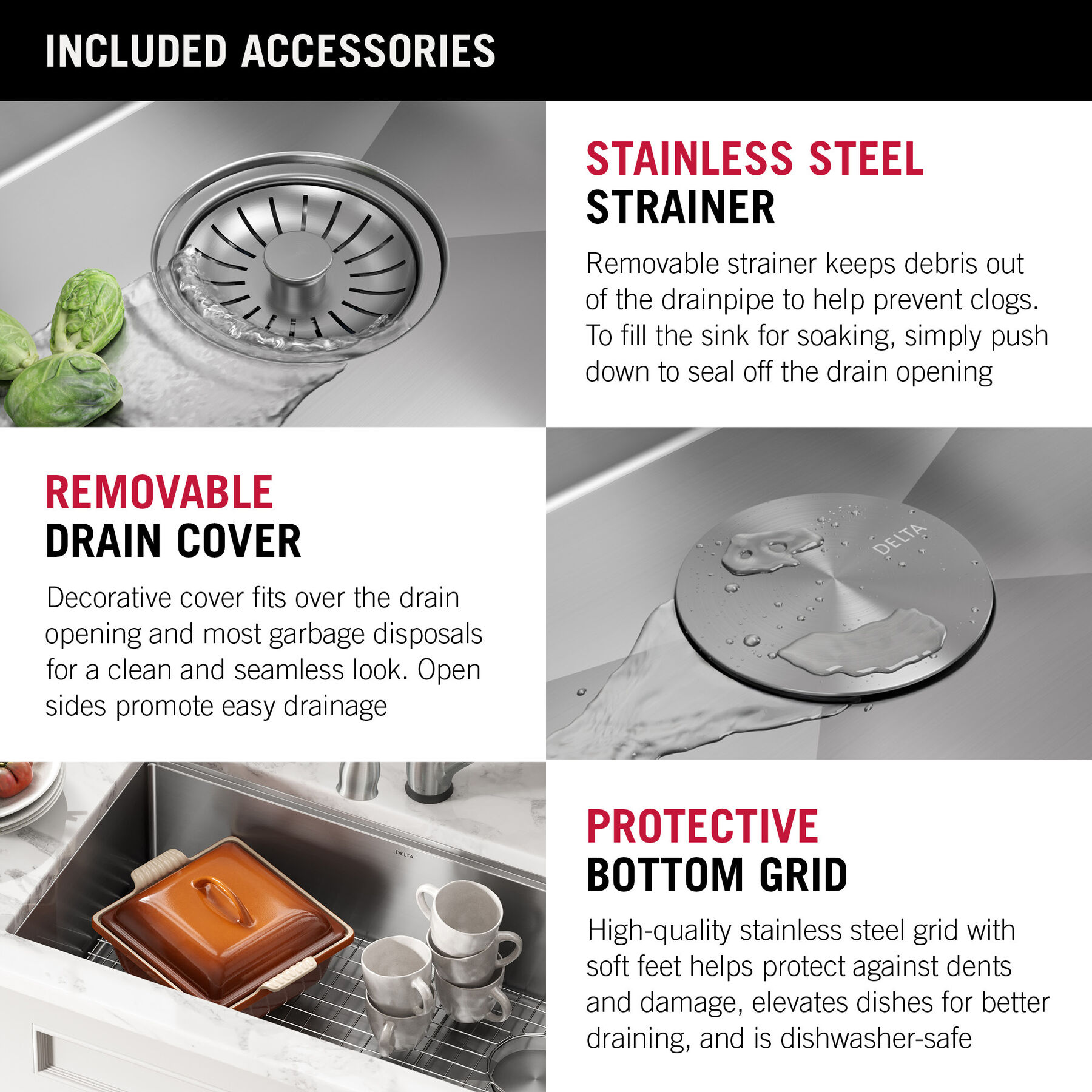 27” Workstation Kitchen Sink Undermount Stainless Steel Single Bowl with WorkFlow™ Ledge and Accessories, image 5